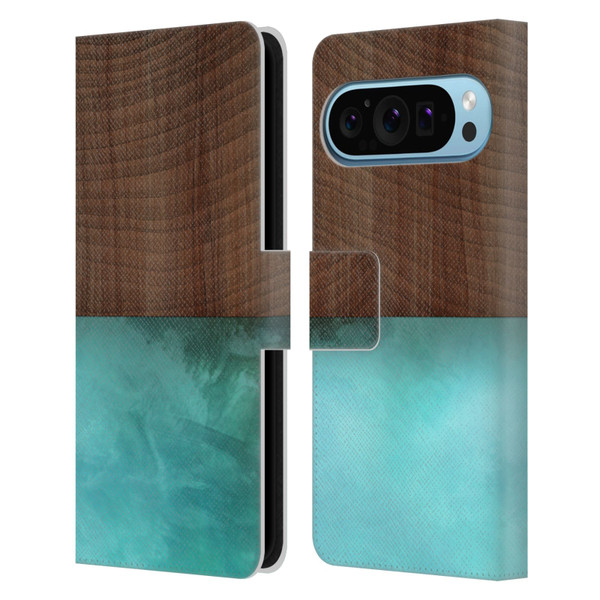 Alyn Spiller Wood & Resin Blocking Leather Book Wallet Case Cover For Google Pixel 9 / Pixel 9 Pro