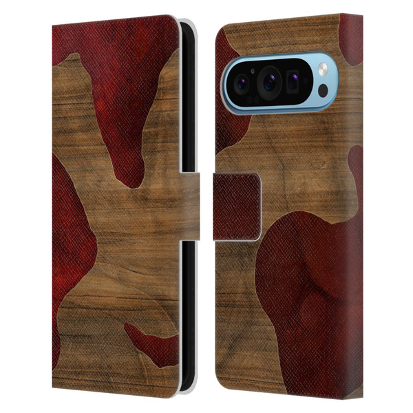 Alyn Spiller Wood & Resin Fire Leather Book Wallet Case Cover For Google Pixel 9 / Pixel 9 Pro