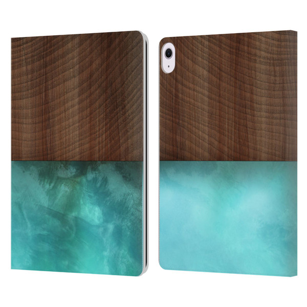 Alyn Spiller Wood & Resin Blocking Leather Book Wallet Case Cover For Apple iPad Air 13 2024