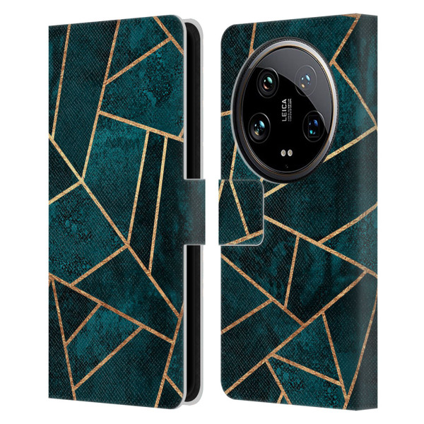 Elisabeth Fredriksson Sparkles Deep Teal Stone Leather Book Wallet Case Cover For Xiaomi 14 Ultra