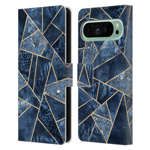 Elisabeth Fredriksson Stone Collection Blue Leather Book Wallet Case Cover For Google Pixel 9 Pro XL