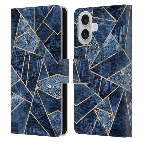 Elisabeth Fredriksson Stone Collection Blue Leather Book Wallet Case Cover For Apple iPhone 16