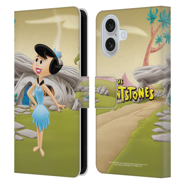 The Flintstones Characters Betty Rubble Leather Book Wallet Case Cover For Apple iPhone 16