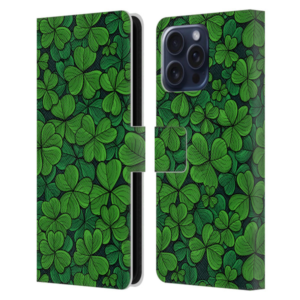 Katerina Kirilova Fruits & Foliage Patterns Clovers Leather Book Wallet Case Cover For Apple iPhone 16 Pro Max