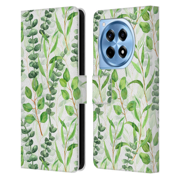 Katerina Kirilova Fruits & Foliage Patterns Eucalyptus Mix Leather Book Wallet Case Cover For OnePlus 12R