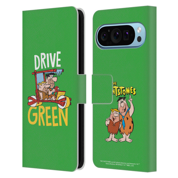 The Flintstones Graphics Drive Green Leather Book Wallet Case Cover For Google Pixel 9 / Pixel 9 Pro