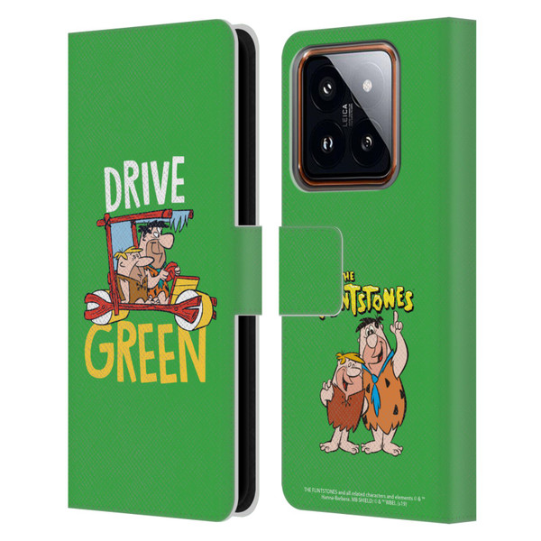 The Flintstones Graphics Drive Green Leather Book Wallet Case Cover For Xiaomi 14
