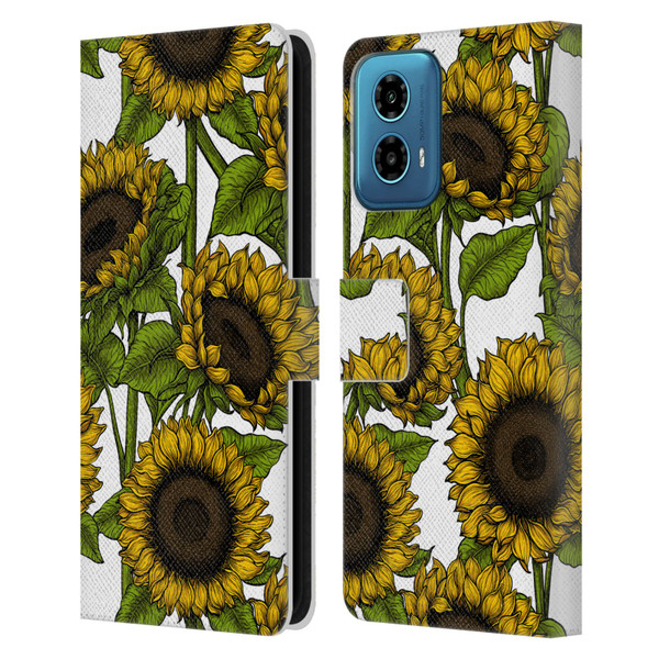Katerina Kirilova Floral Patterns Sunflowers Leather Book Wallet Case Cover For Motorola Moto G34 5G