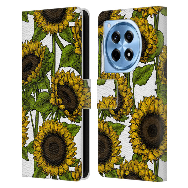 Katerina Kirilova Floral Patterns Sunflowers Leather Book Wallet Case Cover For OnePlus 12R
