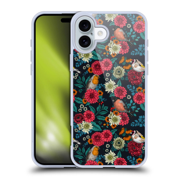 Katerina Kirilova Graphics Garden Birds Soft Gel Case for Apple iPhone 16 Plus