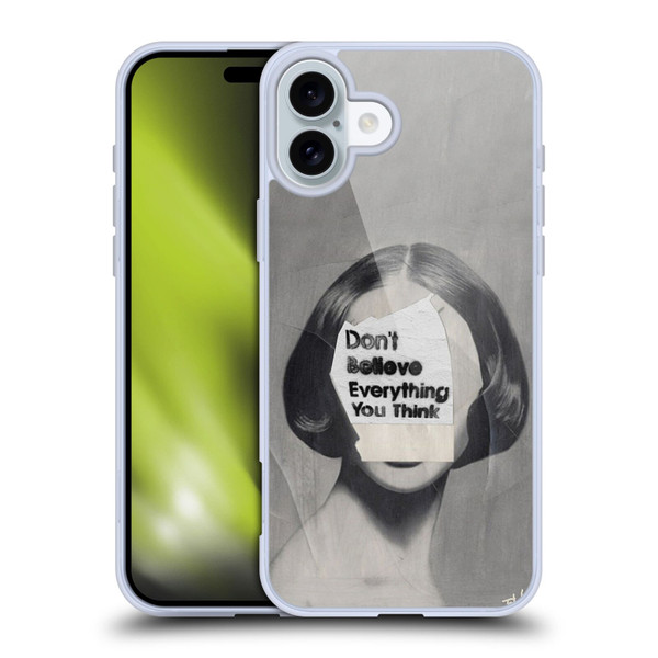 LouiJoverArt Black And White Think Soft Gel Case for Apple iPhone 16 Plus