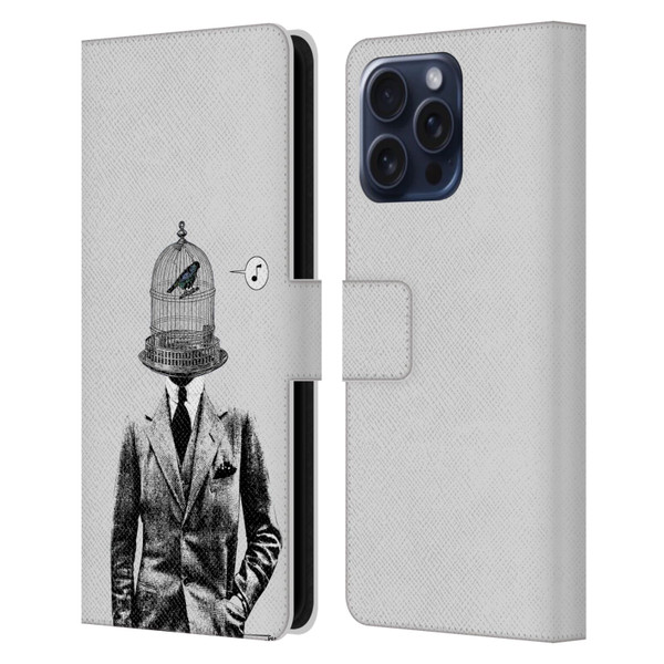 LouiJoverArt Black And White Plumage Leather Book Wallet Case Cover For Apple iPhone 16 Pro Max