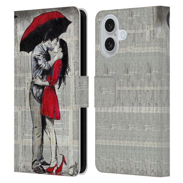 LouiJoverArt Red Ink A New Kiss 2 Leather Book Wallet Case Cover For Apple iPhone 16