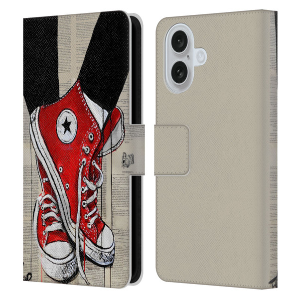 LouiJoverArt Red Ink Shoes Leather Book Wallet Case Cover For Apple iPhone 16