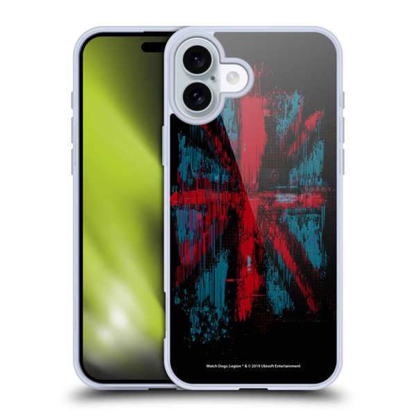 Watch Dogs Legion Key Art Flag Glitch Soft Gel Case for Apple iPhone 16 Plus