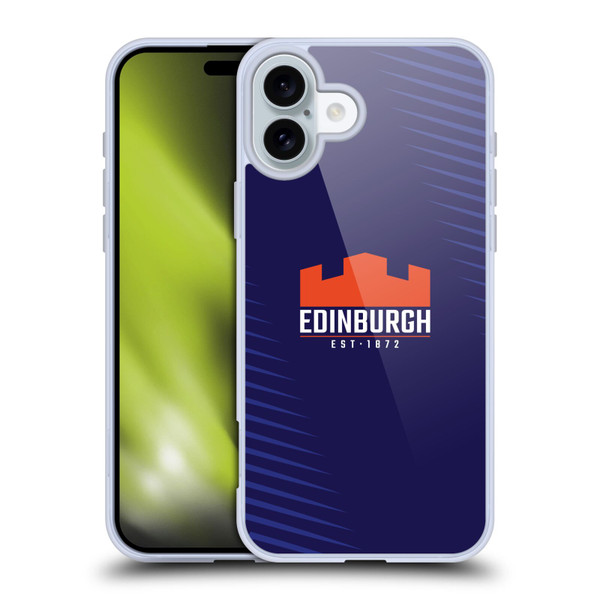 Edinburgh Rugby Graphic Art Blue Logo Soft Gel Case for Apple iPhone 16 Plus