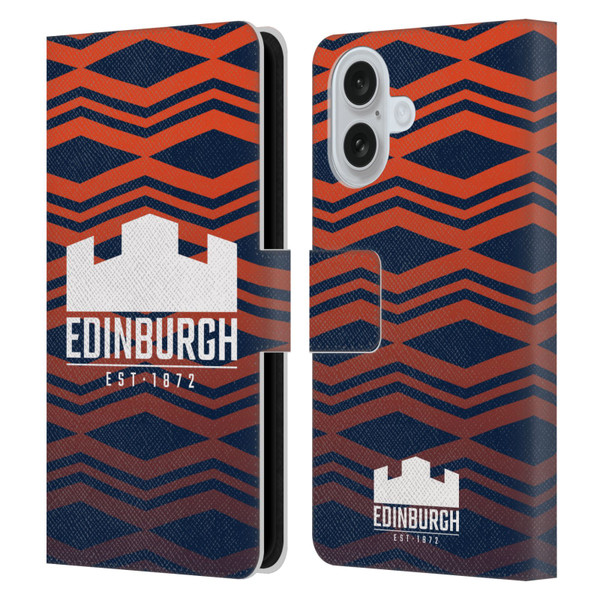 Edinburgh Rugby Graphics Pattern Gradient Leather Book Wallet Case Cover For Apple iPhone 16