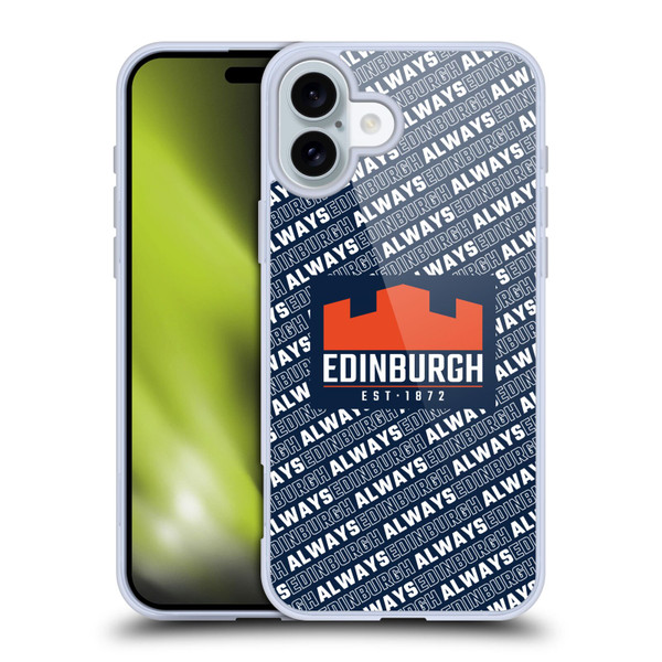 Edinburgh Rugby Graphics Logo Pattern Soft Gel Case for Apple iPhone 16 Plus