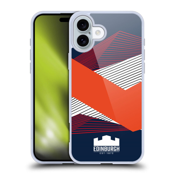 Edinburgh Rugby Graphics Shapes Soft Gel Case for Apple iPhone 16 Plus