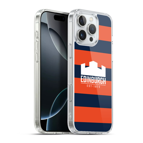 Edinburgh Rugby Graphics Stripes Soft Gel Case for Apple iPhone 16 Pro Max & MagSafe