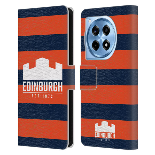 Edinburgh Rugby Graphics Stripes Leather Book Wallet Case Cover For OnePlus 12R