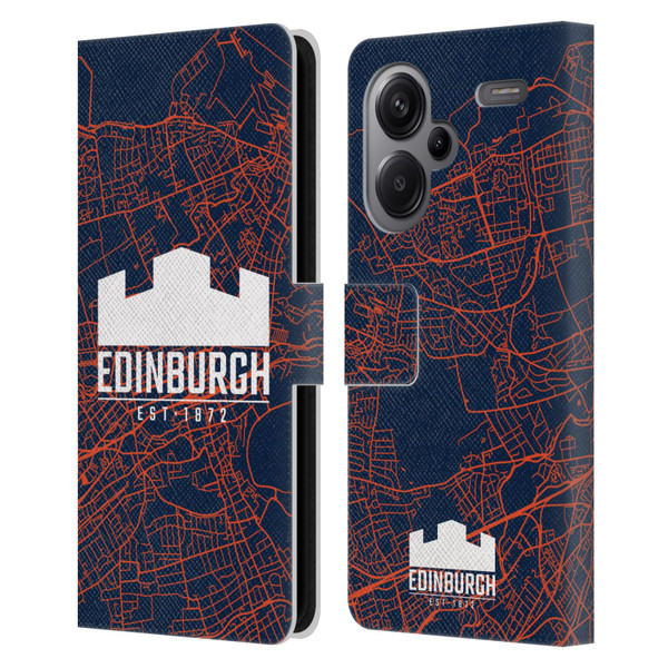 Edinburgh Rugby Graphics Map Leather Book Wallet Case Cover For Xiaomi Redmi Note 13 Pro Plus 5G