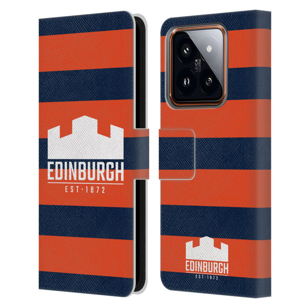 Edinburgh Rugby Graphics Stripes Leather Book Wallet Case Cover For Xiaomi 14