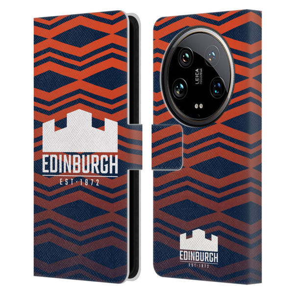 Edinburgh Rugby Graphics Pattern Gradient Leather Book Wallet Case Cover For Xiaomi 14 Ultra