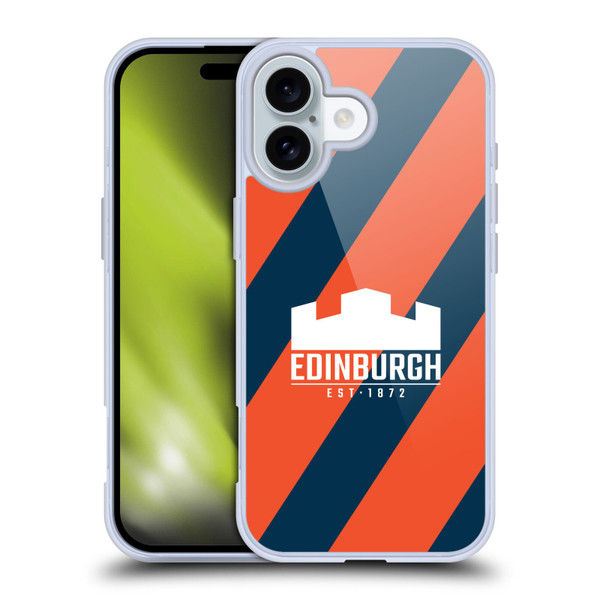 Edinburgh Rugby Logo Art Diagonal Stripes Soft Gel Case for Apple iPhone 16