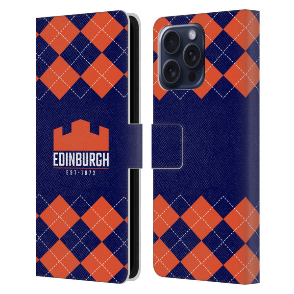 Edinburgh Rugby Logo 2 Argyle Leather Book Wallet Case Cover For Apple iPhone 16 Pro Max