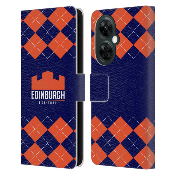 Edinburgh Rugby Logo 2 Argyle Leather Book Wallet Case Cover For OnePlus Nord CE 3 Lite 5G