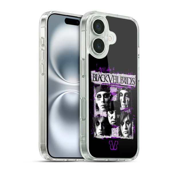 Black Veil Brides Band Art Grunge Faces Soft Gel Case for Apple iPhone 16 & MagSafe