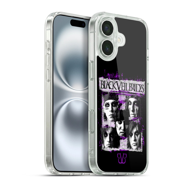 Black Veil Brides Band Art Grunge Faces Soft Gel Case for Apple iPhone 16 Plus & MagSafe