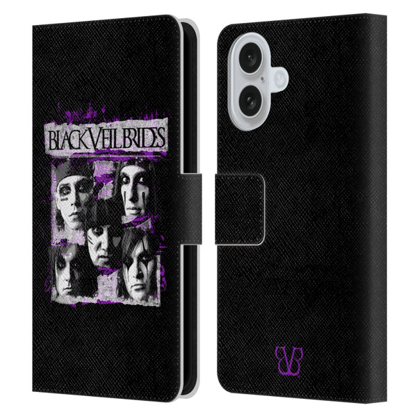 Black Veil Brides Band Art Grunge Faces Leather Book Wallet Case Cover For Apple iPhone 16