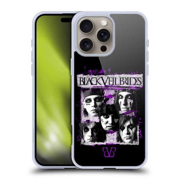 Black Veil Brides Band Art Grunge Faces Soft Gel Case for Apple iPhone 16 Pro Max