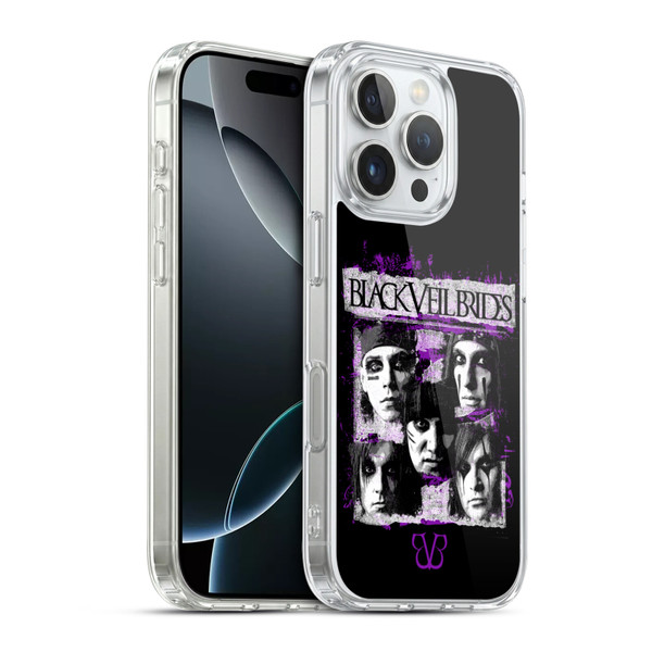 Black Veil Brides Band Art Grunge Faces Soft Gel Case for Apple iPhone 16 Pro & MagSafe