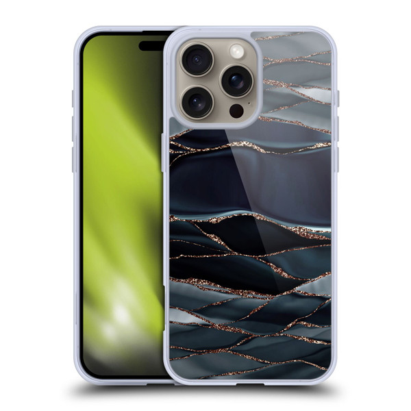 UtArt Dark Night Marble Waves Soft Gel Case for Apple iPhone 16 Pro Max