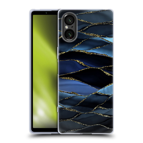 UtArt Dark Night Marble Deep Sparkle Waves Soft Gel Case for Sony Xperia 5 V 5G