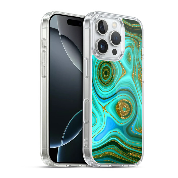 UtArt Malachite Emerald Liquid Gem Soft Gel Case for Apple iPhone 16 Pro & MagSafe
