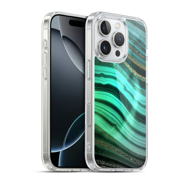 UtArt Malachite Emerald Glitter Gradient Soft Gel Case for Apple iPhone 16 Pro & MagSafe