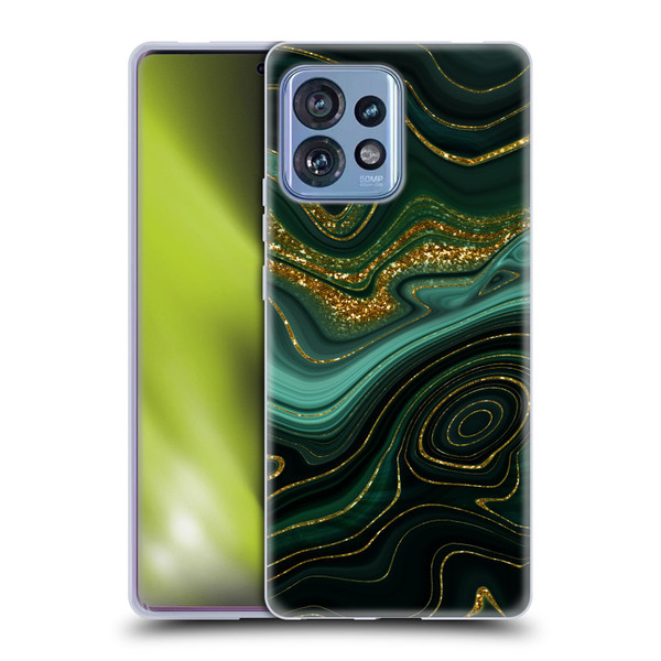 UtArt Malachite Emerald Gilded Teal Soft Gel Case for Motorola Moto Edge 40 Pro