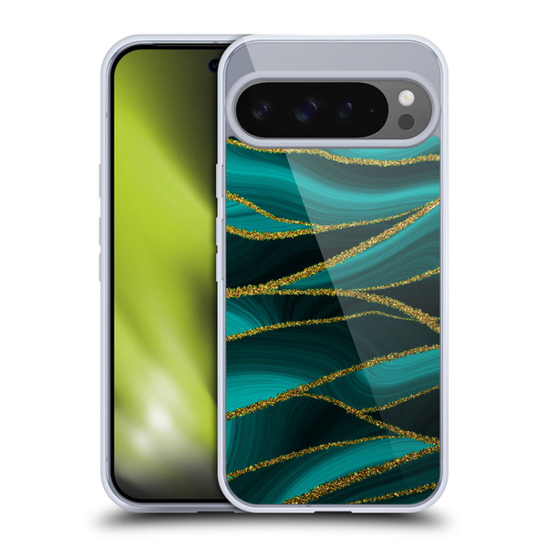 UtArt Malachite Emerald Turquoise Shimmers Soft Gel Case for Google Pixel 9 Pro XL