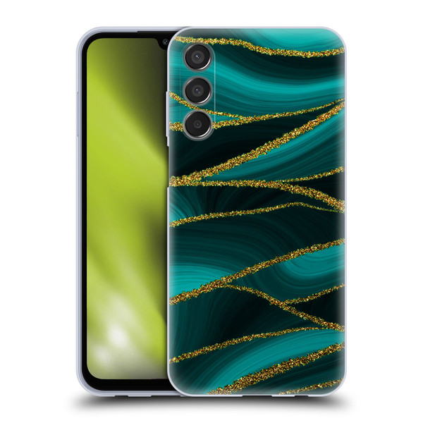 UtArt Malachite Emerald Turquoise Shimmers Soft Gel Case for Samsung Galaxy M15/F15 5G