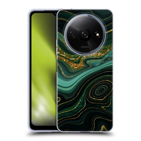 UtArt Malachite Emerald Gilded Teal Soft Gel Case for Xiaomi Redmi A3
