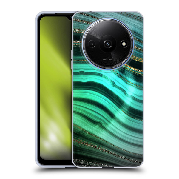 UtArt Malachite Emerald Glitter Gradient Soft Gel Case for Xiaomi Redmi A3