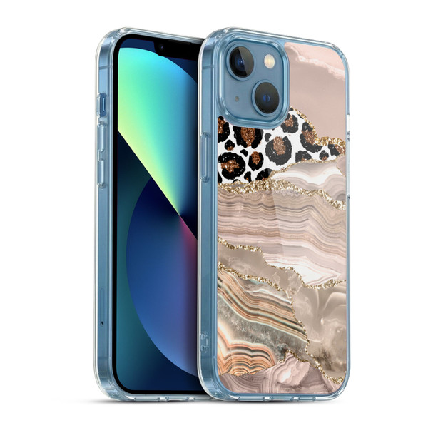 UtArt Wild Cat Marble Cheetah Waves Soft Gel Case for Apple iPhone 13 Mini & MagSafe
