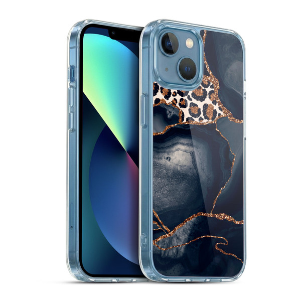 UtArt Wild Cat Marble Leopard Soft Gel Case for Apple iPhone 13 Mini & MagSafe
