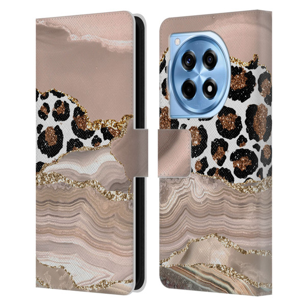 UtArt Wild Cat Marble Cheetah Waves Leather Book Wallet Case Cover For OnePlus 12R