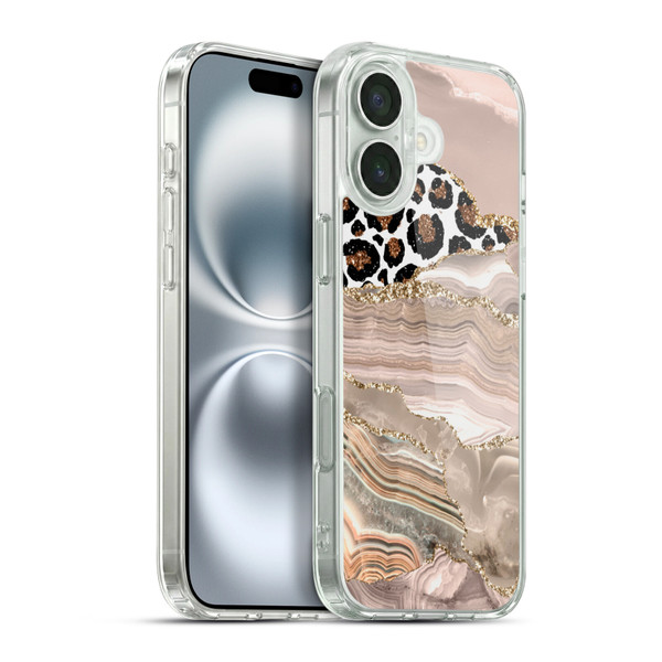 UtArt Wild Cat Marble Cheetah Waves Soft Gel Case for Apple iPhone 16 Plus & MagSafe