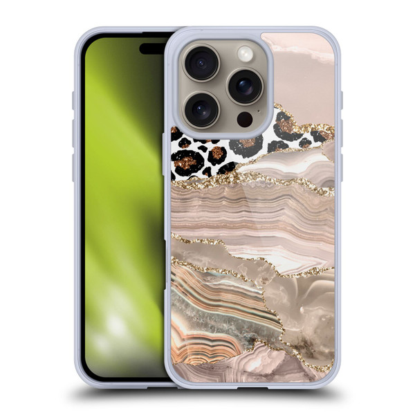 UtArt Wild Cat Marble Cheetah Waves Soft Gel Case for Apple iPhone 16 Pro